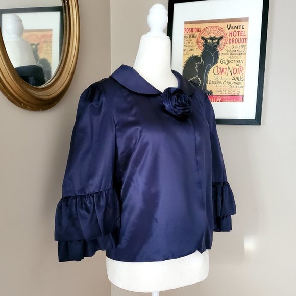 Marc Jacobs Blue Silk Jacket Size 8 NWT - Picture 4 of 16